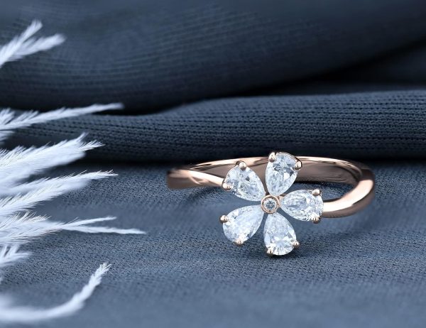 Periwinkle Flower Ring - white