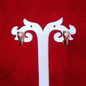Round Cut Brownish and White Diamond Hoop Earrings