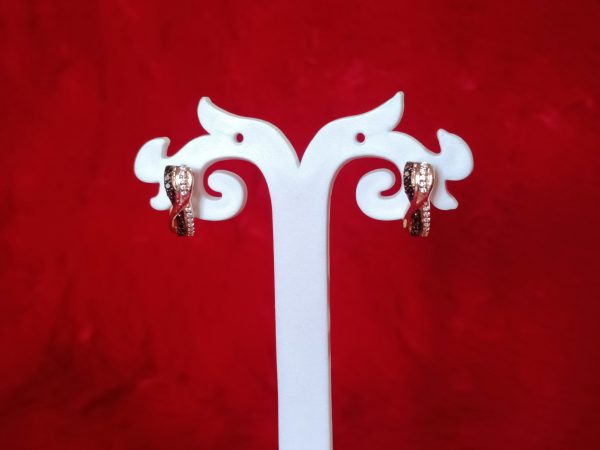 Round Cut Brownish and White Diamond Hoop Earrings