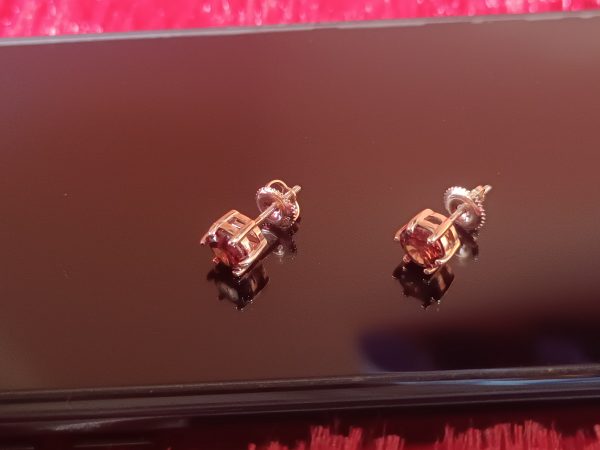 Round Cut Brownish Diamond Stud Earrings - Image 8