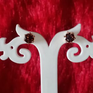 Round Cut Brownish Diamond Stud Earrings