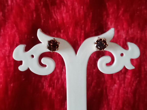 Round Cut Brownish Diamond Stud Earrings