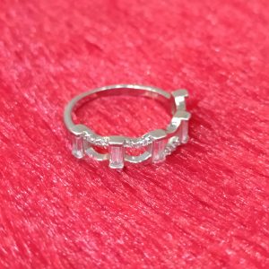 Silver Geometric Sparkle Ring