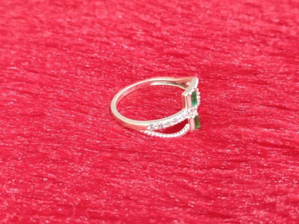 Emerald Crossband Silver Ring - Image 2