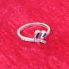 Twin Emerald-Cut Sapphire Silver Ring