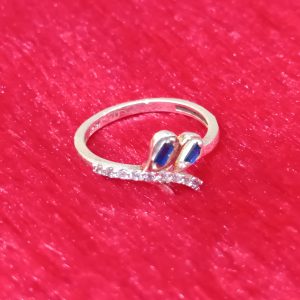 Twin Emerald-Cut Sapphire Silver Ring
