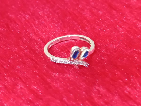 Twin Emerald-Cut Sapphire Silver Ring