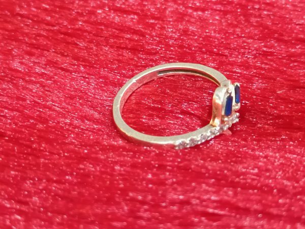Twin Emerald-Cut Sapphire Silver Ring - Image 2