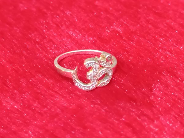 Om Symbol Silver Ring with Crystal Accents