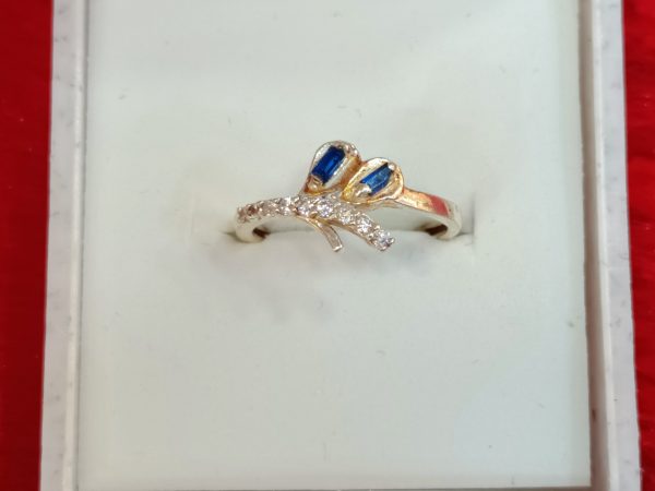Twin Emerald-Cut Sapphire Silver Ring - Image 3