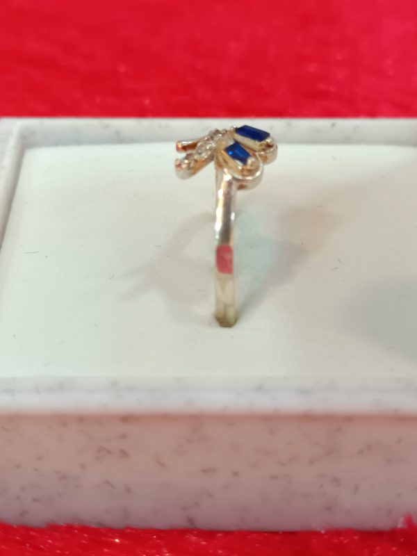 Twin Emerald-Cut Sapphire Silver Ring - Image 4