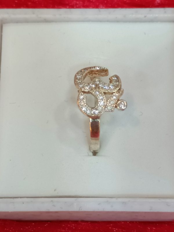 Om Symbol Silver Ring with Crystal Accents - Image 2