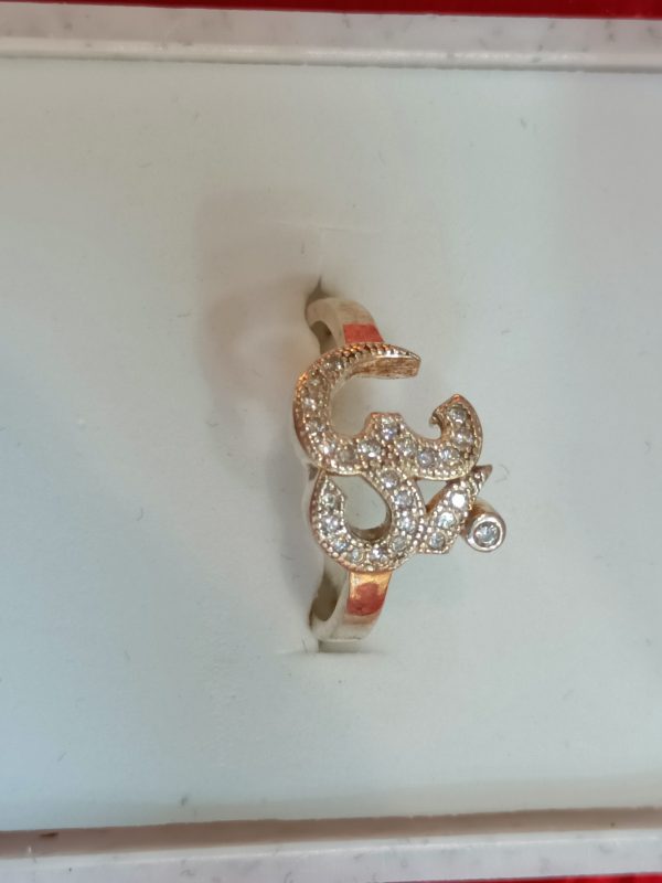 Om Symbol Silver Ring with Crystal Accents - Image 3
