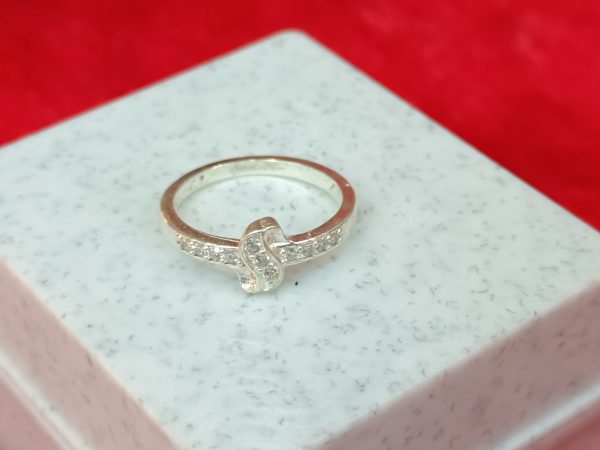 Wave Accent Silver Ring