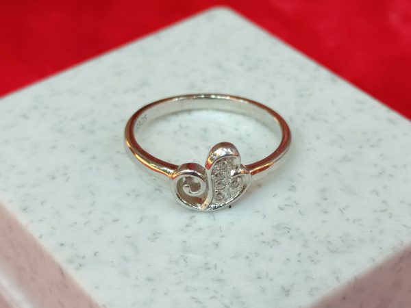 Whimsical Heart Swirl Silver Ring