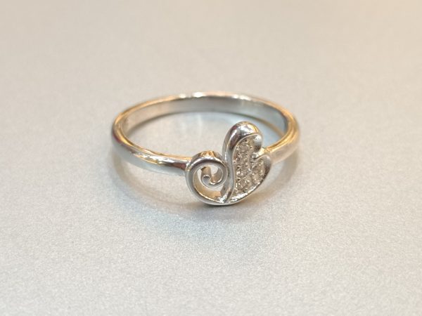 Whimsical Heart Swirl Silver Ring - Image 2
