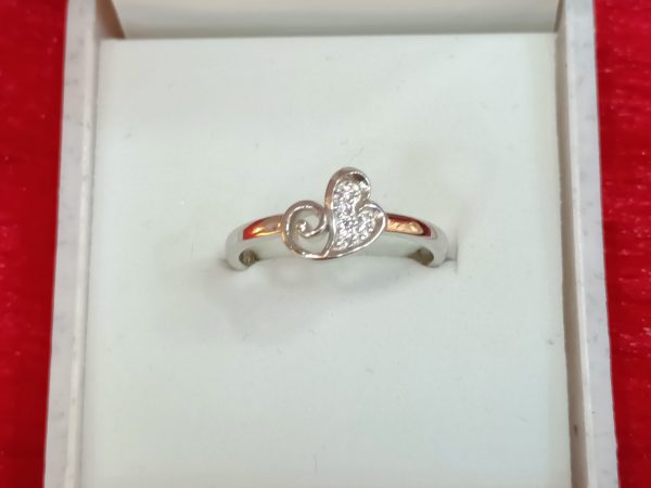 Whimsical Heart Swirl Silver Ring - Image 3