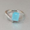 Sky Blue Emerald-Cut Silver Ring - Image 2