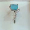 Sky Blue Emerald-Cut Silver Ring - Image 4
