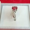 Twist Band Silver Ring with Oval Red Center Stone - Image 2
