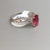 Twist Band Silver Ring with Oval Red Center Stone - Image 5