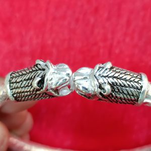 Oxidized Lion Head Kada for Men