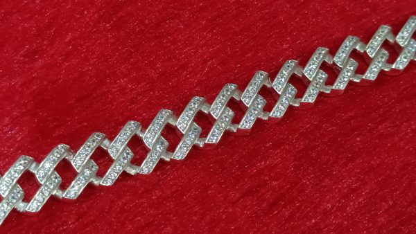 Silver Iced Cuban Link Bracelet for Men - Image 4