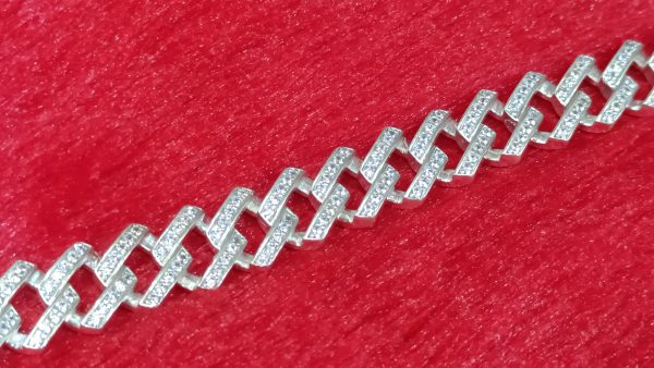 Silver Iced Cuban Link Bracelet for Men - Image 2
