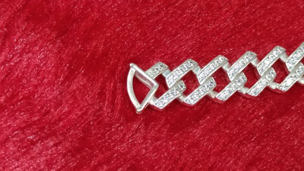 Silver Iced Cuban Link Bracelet for Men - Image 5