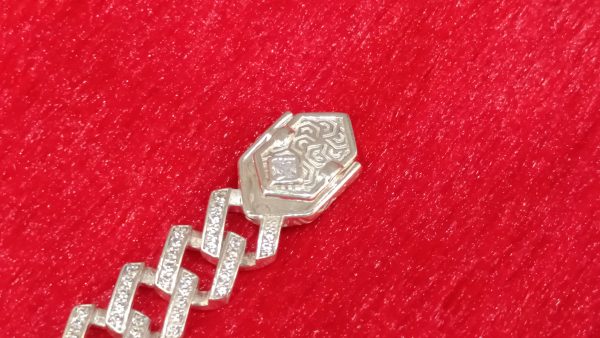 Silver Iced Cuban Link Bracelet for Men - Image 6