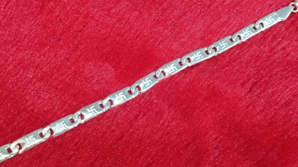 Sterling Silver Bracelet with Engraved Swastik Symbols