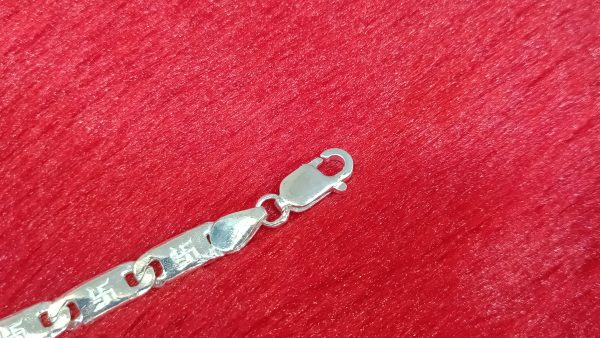 Sterling Silver Bracelet with Engraved Swastik Symbols - Image 4