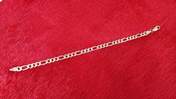 Silver Figaro Chain Bracelet - Image 2