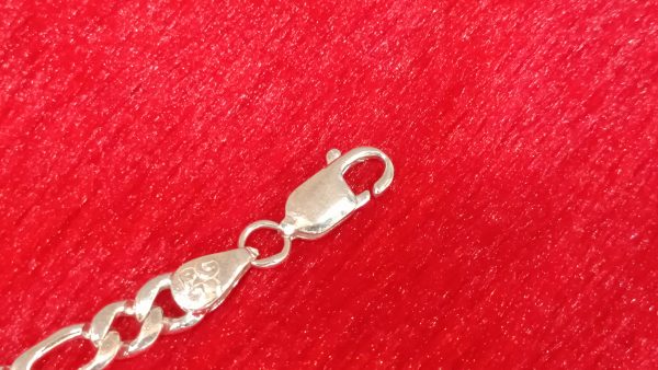 Silver Figaro Chain Bracelet - Image 4