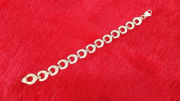 Bold Crescent Link Silver Bracelet - Image 2