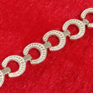 Bold Crescent Link Silver Bracelet