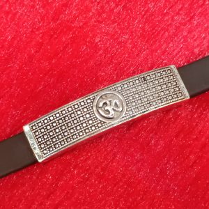 Silver Bracelet with Black Strap