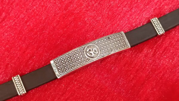 Silver Bracelet with Black Strap