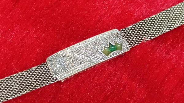 Crown Symbol Silver Mesh Bracelet