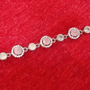 Pink Halo Crystal Silver Bracelet