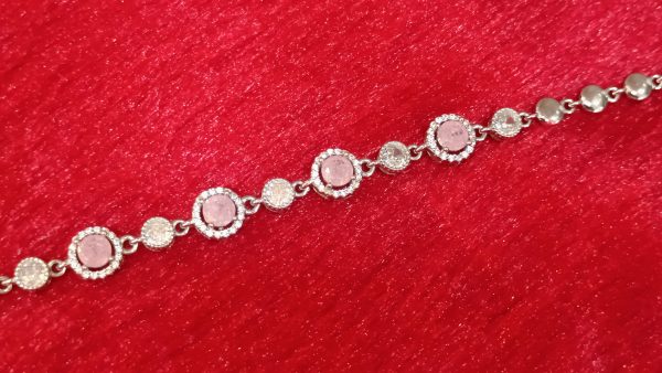 Pink Halo Crystal Silver Bracelet
