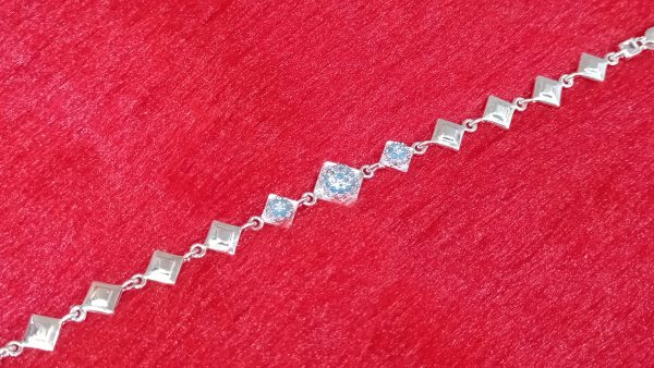 Azure Geo Square Silver Bracelet