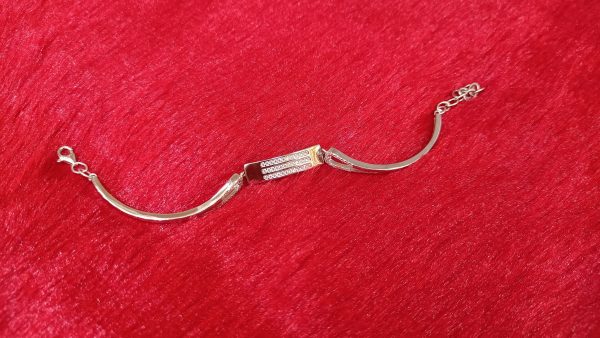 Floral Geo Charm Silver Bracelet - Image 2