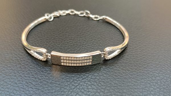 Floral Geo Charm Silver Bracelet - Image 5