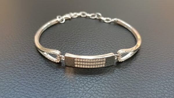Floral Geo Charm Silver Bracelet - Image 6