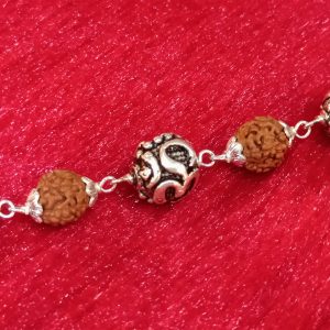 Rudraksha & Silver Om Bead Bracelet