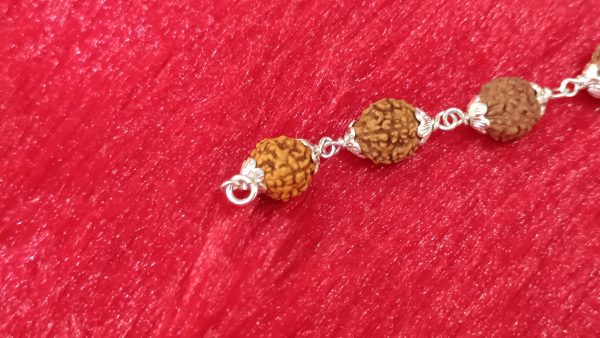 Rudraksha & Silver Om Bead Bracelet - Image 3