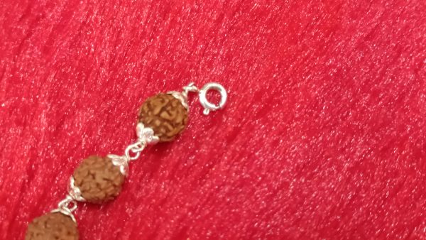 Rudraksha & Silver Om Bead Bracelet - Image 4