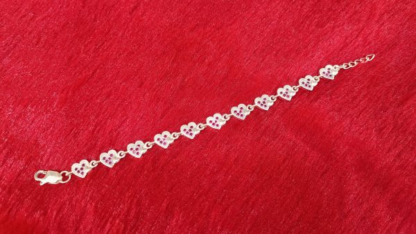 Romantic Pink Stone Heart Bracelet - Image 2
