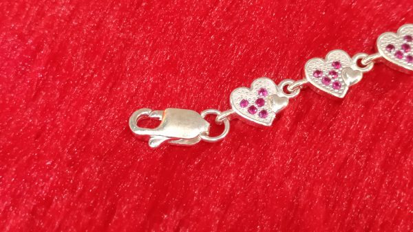 Romantic Pink Stone Heart Bracelet - Image 3